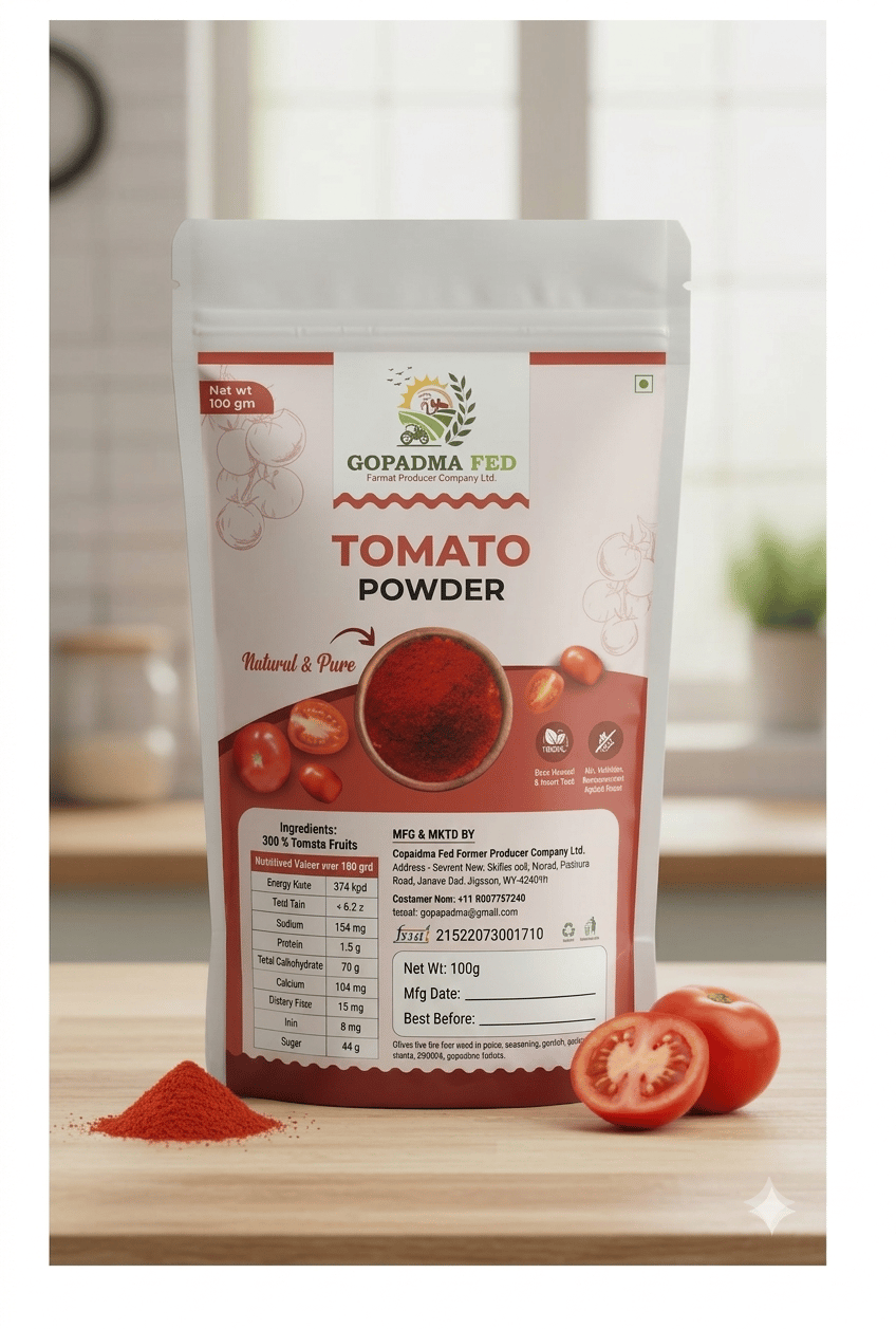  100% Natural and Pure Tomato Powder - 100 gm