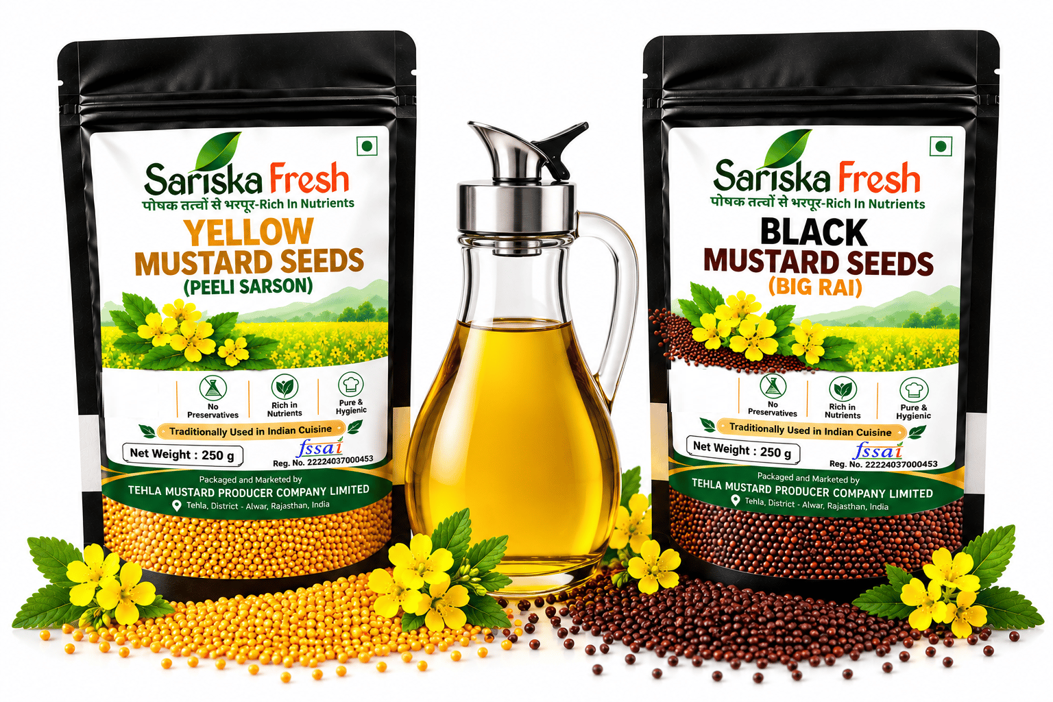  Yellow & Black Mustard Seeds Combo (2x250g)