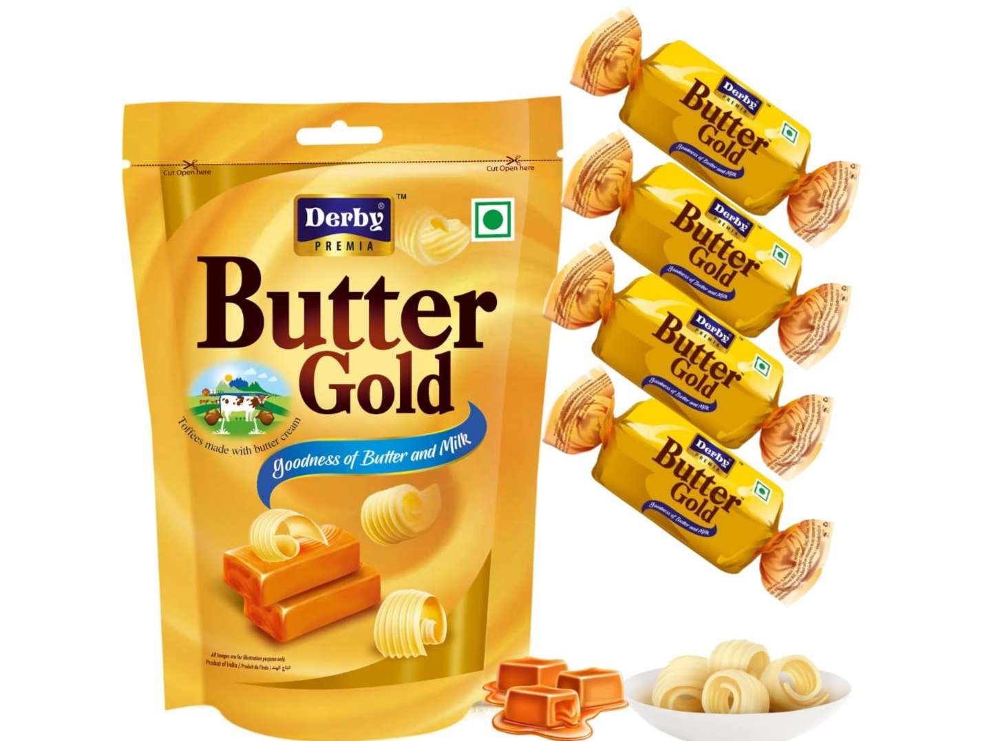 Derby Premia Butter Gold Toffee ,Goodness Of Butter And Milk Pack of 1, 700g