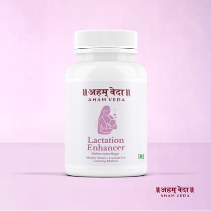 Ayurvedic Lactation Enhancer Capsules | Shatavari + 9 Herbs for Breastfeeding Mothers | Supports Healthy Milk Supply Naturally | 100% Herbal Supplement, No Added Sugar | 60 Veg Capsules, by AhamVeda