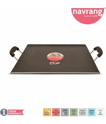 Navrang Non Stick Aluminium Rectangle Patri Tawa 330mm,Black Hammertone -Non Induction