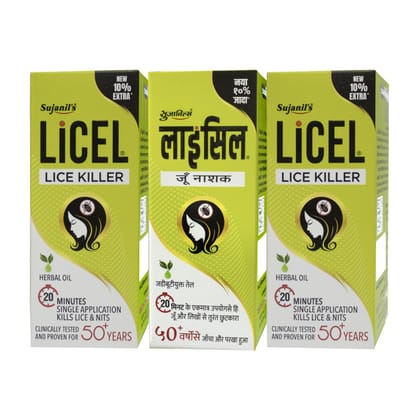Licel Herbal Lice Nit Killer Oil 55ml Pack of 3