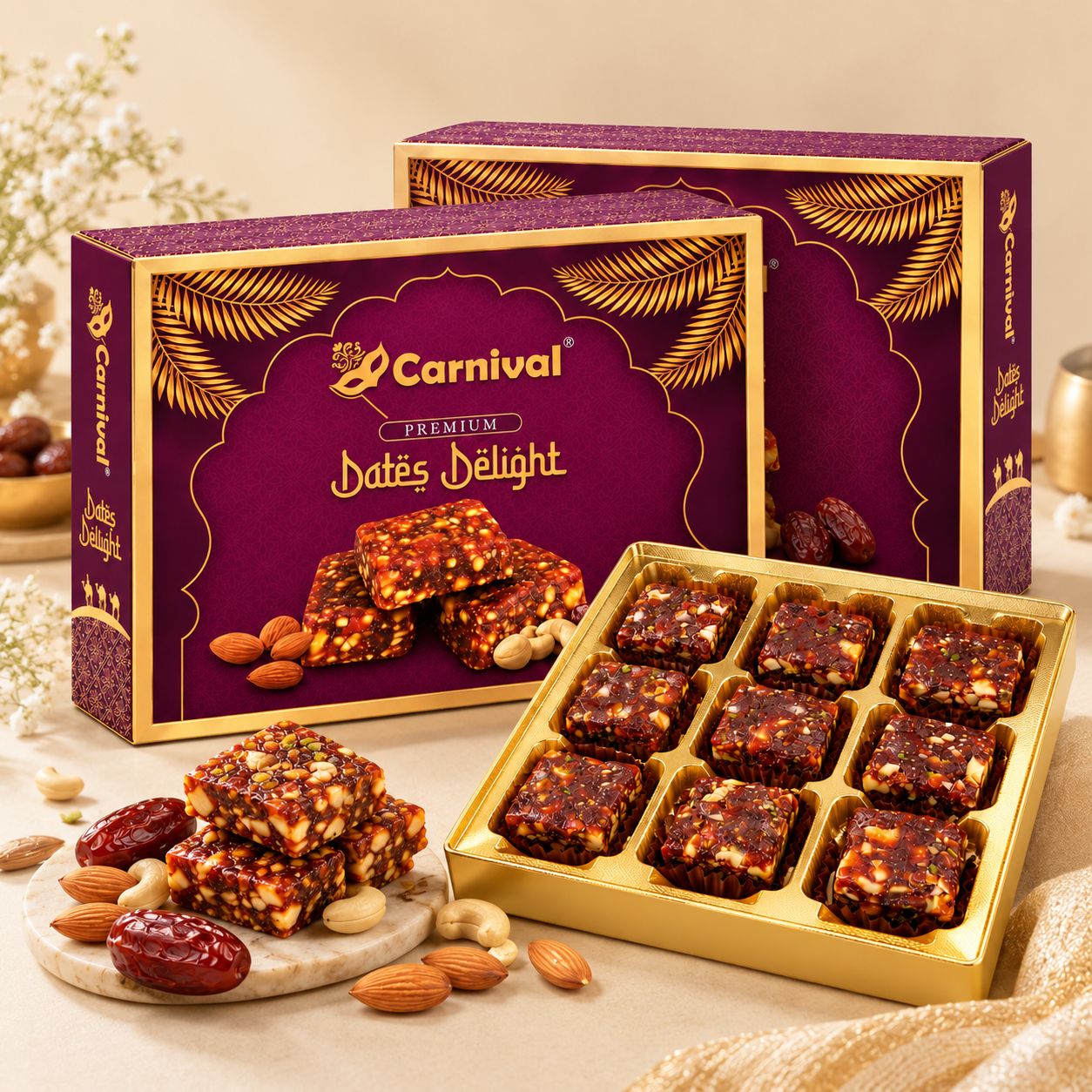 Carnival Premium Dates Delight – Dates & Dry Fruit Bites with Ghee, 210g X 2