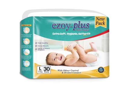EzoyPlus Baby Diaper L Size Pants,Soft & Comfortable 6-12 kg, 30 Pcs