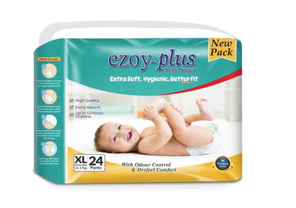 EzoyPlus Baby Diaper XL Size Pants,Soft & Comfortable 12-17 kg, 24 Pcs