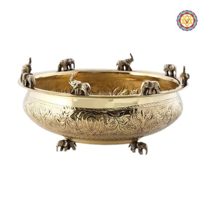 Being Classic 10 Inch Elephant Urli – Golden Brass Decorative Bowl