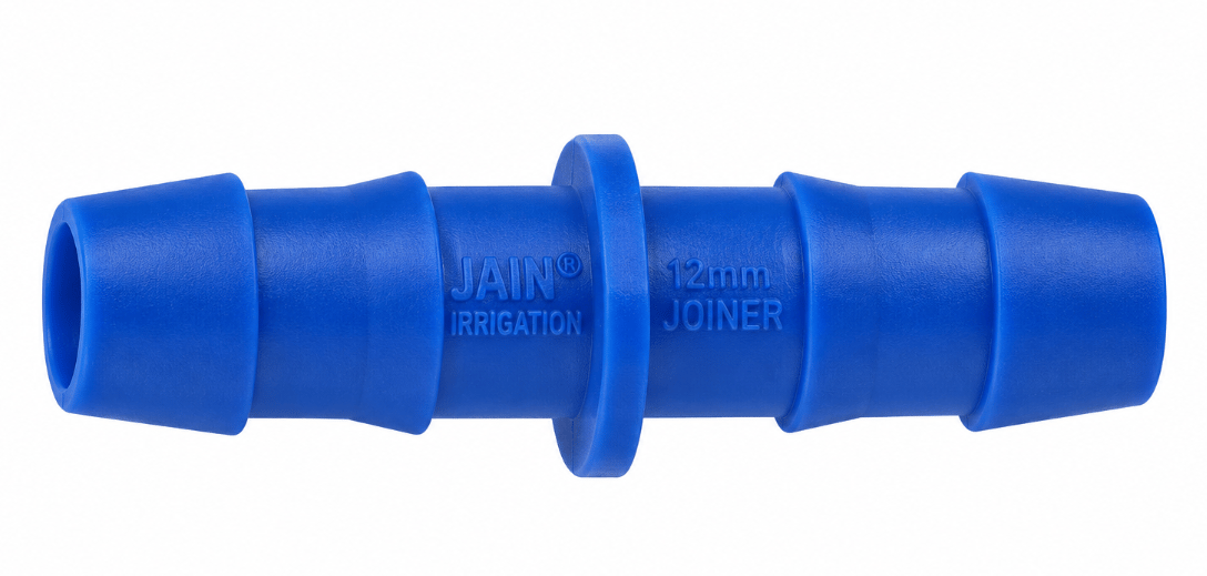 12mm Drip Tube Straight Joiner Connector - Jain Irrigation - Blue, Pack of 100 Pcs