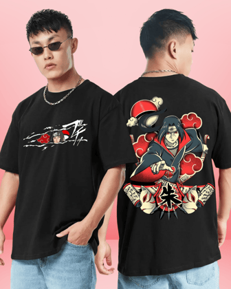 Itachi eye Black Oversized Tshirt-S