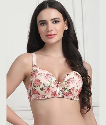 PrettyCat Lace Lightly Padded Women's Everyday Bra ( Beige ) PC-BR-6096-BEG