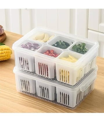 Anshri Plastic Transparent Multi-Purpose Container ( Set of 2 )