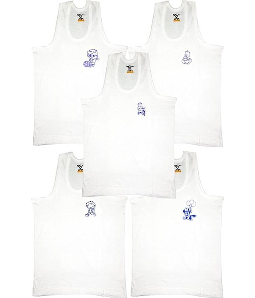 HAP Pack of 5 Boys Cotton Vest ( White )