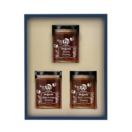 Foodsbay Pure Organic Honey Gift Set - Pack of Organic Raw, Wild Forest and Multi Flora Honey. Collected from Hives of Giant Himalayan Bees. No Artificial Flavour, Sugar. 100% Natural (325 gm x 3)