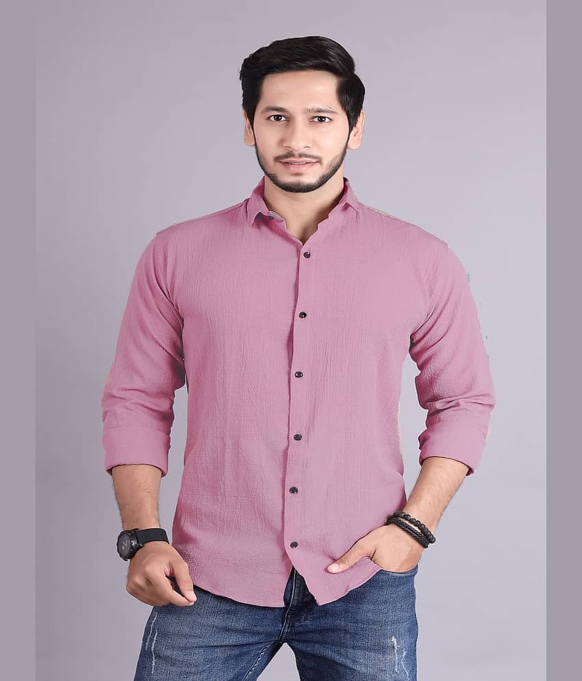 JEEVAAN - THE PERFECT FASHION Cotton Blend Slim Fit Solids Full Sleeves Men's Casual Shirt - Peach ( Pack of 1 )