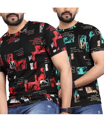 FABRIPPLE Polyester Regular Fit Printed Half Sleeves Men's Round T-Shirt - Multicolor ( Pack of 1 )
