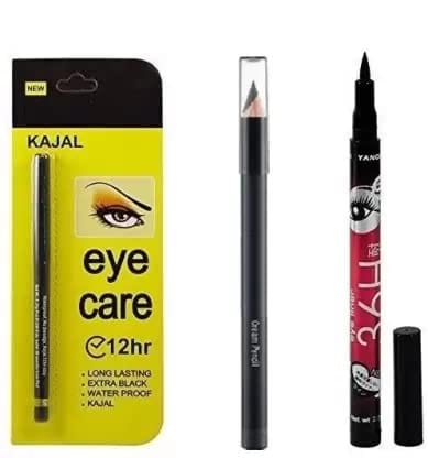 Elecsera Eye Care Kajal with Sketch 36hr Pen Eyeliner with Eyebrow Cream Pencil (3 Items in the set) - Makeup - Eyes | Buy online on ZillyBuy