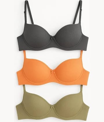 Funahme Pack of 3 Lycra Lightly Padded Everyday Bra For Women ( Multicolor 1 )