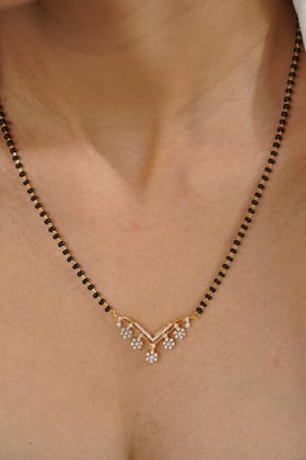 Flora Moissanite Silver Mangalsutra for Women | 22KT Gold Vermeil-Yellow Gold / 18 inches