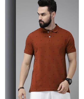 Merriment Pack of 1 Cotton Blend Regular Fit Printed Half Sleeves Men's Polo T Shirt ( Black )