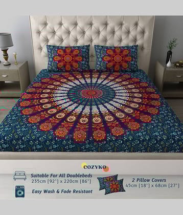 COZYKO Cotton 1 Double Bedsheet with 2 Pillow Covers ( Brown )