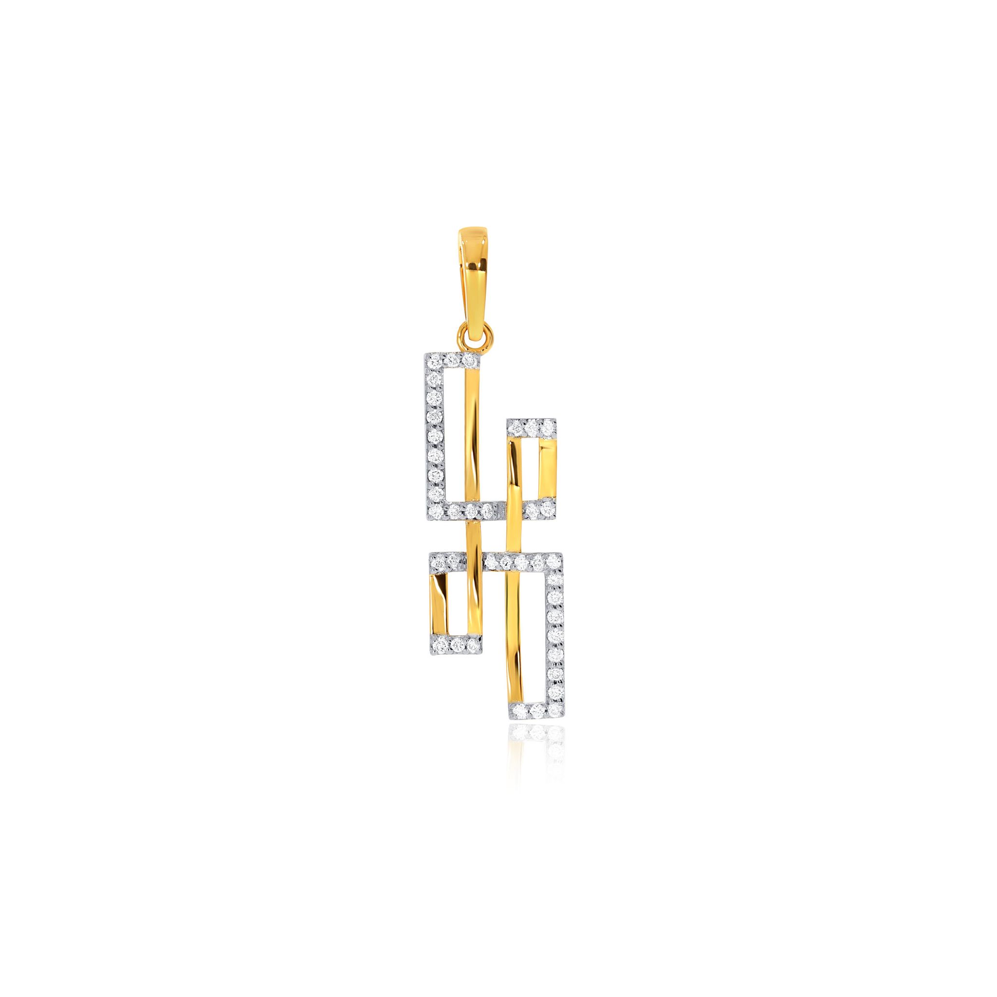 Senco Gold Double Glamour Diamond Pendant (1.5 gram / 0.22 Ct / HI-SI / 18K Yellow Gold)