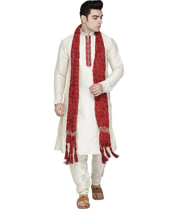 SKAVIJ Off-White Silk Blend Kurta Pyjama Set