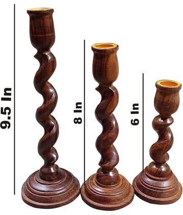 SWH Table Top and Hanging Wood Pillar Candle Holder - Pack of 1