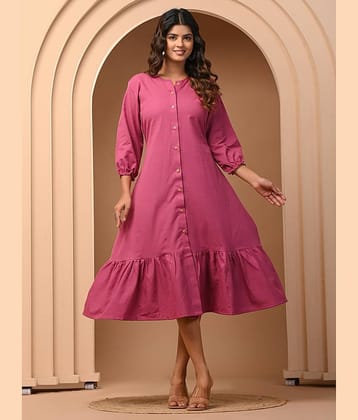 Vbuyz Women Cotton Blend Solid Shirt Dress ( Lavender )