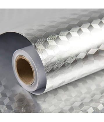 Geeo Diamond Design In Silver Foil Wall Paper 60cm X2m (Pack of 1)