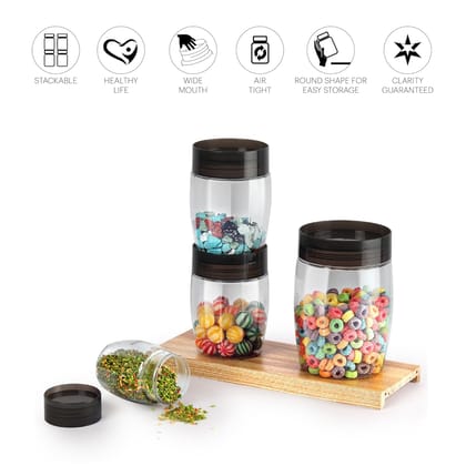 Cello Clario Plastic Storage Container Set of 24 | Wide Mouth Containers | Stackable Lids and Air Tight Seal | (8 Units- 300ml; 8 Units- 650ml; 8 Units- 1200mll) | Clear, Blue