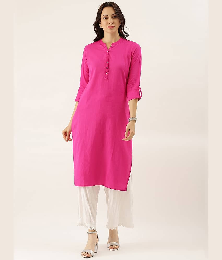 Divena - Pink Cotton Women's Straight Kurti
