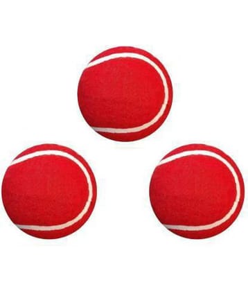 EmmEmm Heavy Cricket Tennis Balls (Red) - Pack of 3