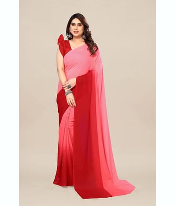ANAND SAREES Georgette Solid Kasavu Saree With Unstitched Blouse Piece ( red )