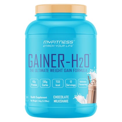 Myfitness Gainer H2O | The Ultimate Weight Gain Formula | 42g Premium Protein | 733 kcal | 2.4 kg Myfitness Gainer H2O | The Ultimate Weight Gain Formula | 42g Premium Protein | 733 kcal | 2.4 kg
