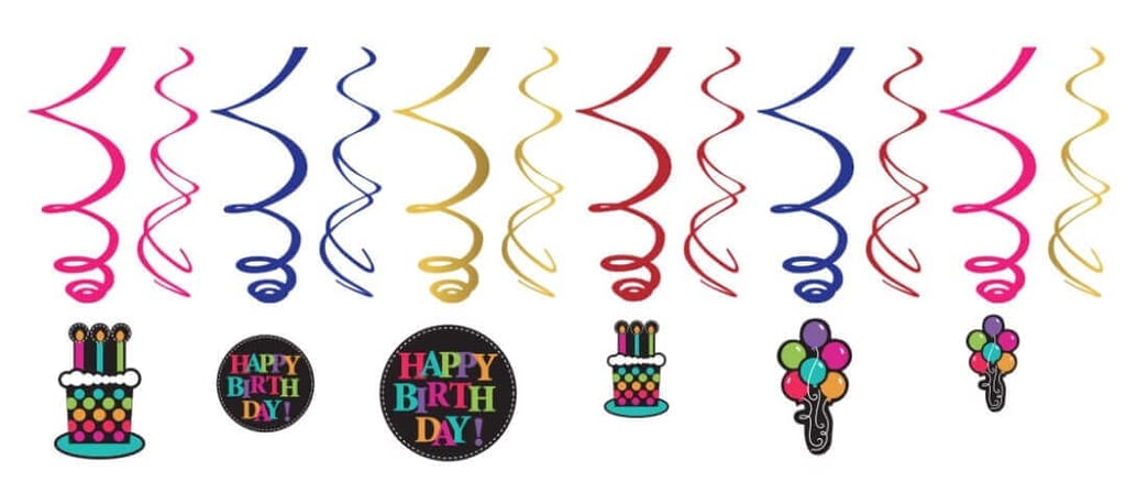 Party On Swirl Decoration - 12CT - Party and Festive Needs | Buy online on ZillyBuy