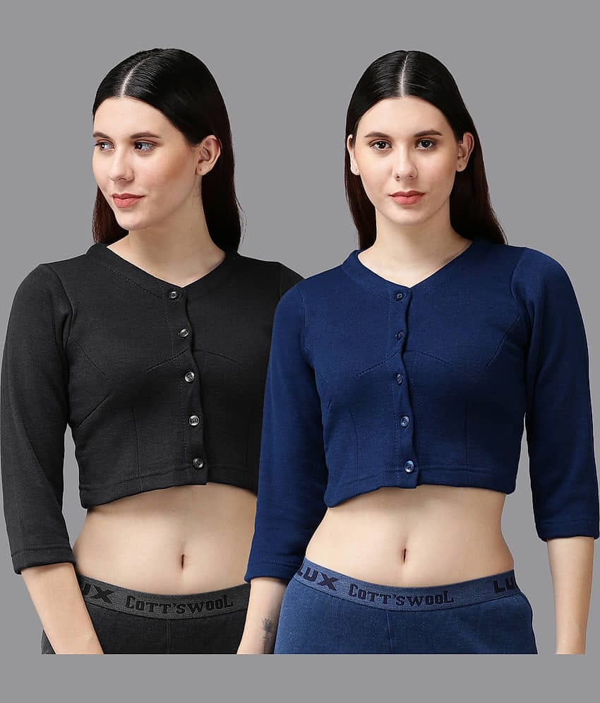 Lux Cottswool Cotton Blend Thermal Tops - Blue Pack of 1