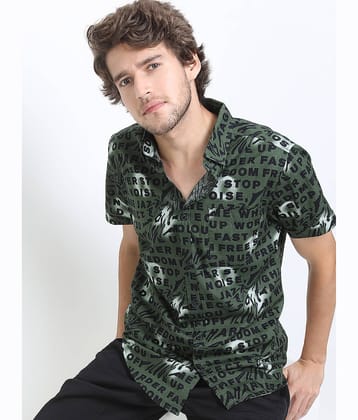 Ketch 100% Cotton Regular Fit Printed Half Sleeves Men's Casual Shirt - Black ( Pack of 1 )