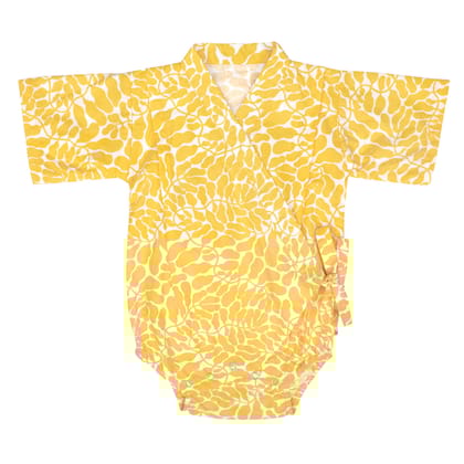 YOLK YELLOW FERN KIMONO ONESIE-0-3 MONTHS