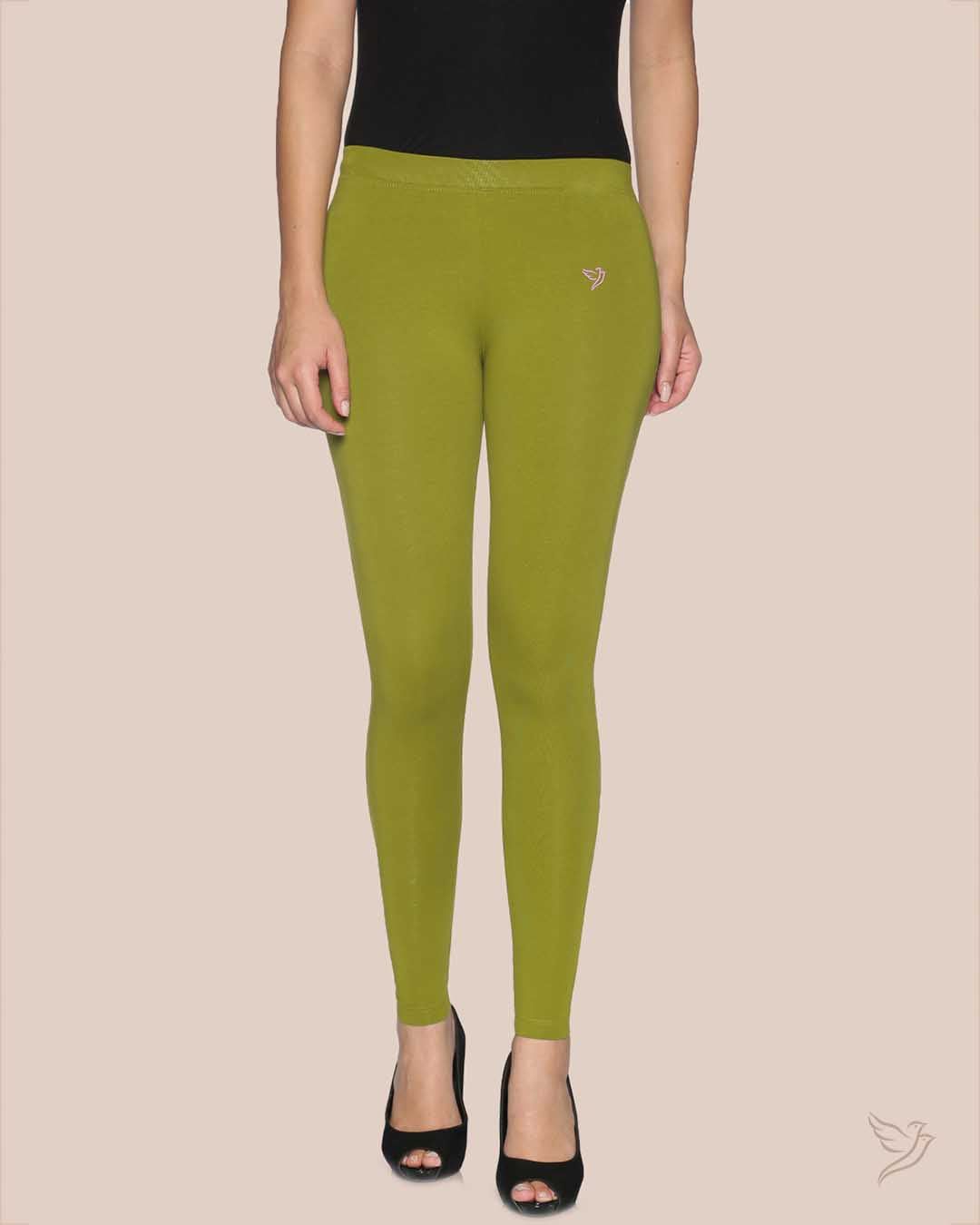 Cotton Ankle Legging - Olive-S / Olive