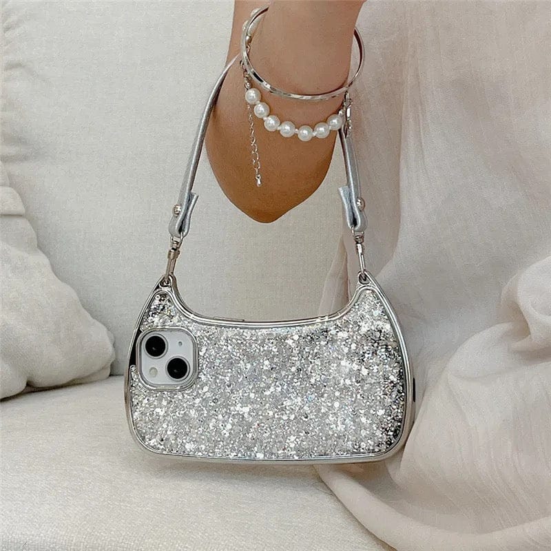 New Silver Bling Glitter Handbag iPhone Case-iPhone 12 / iPhone 12 Pro