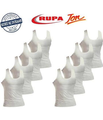 Rupa White Sleeveless Vests Pack of 8