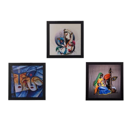 Set Of 3 Radha Krishna Satin Matt Texture UV Art Painting