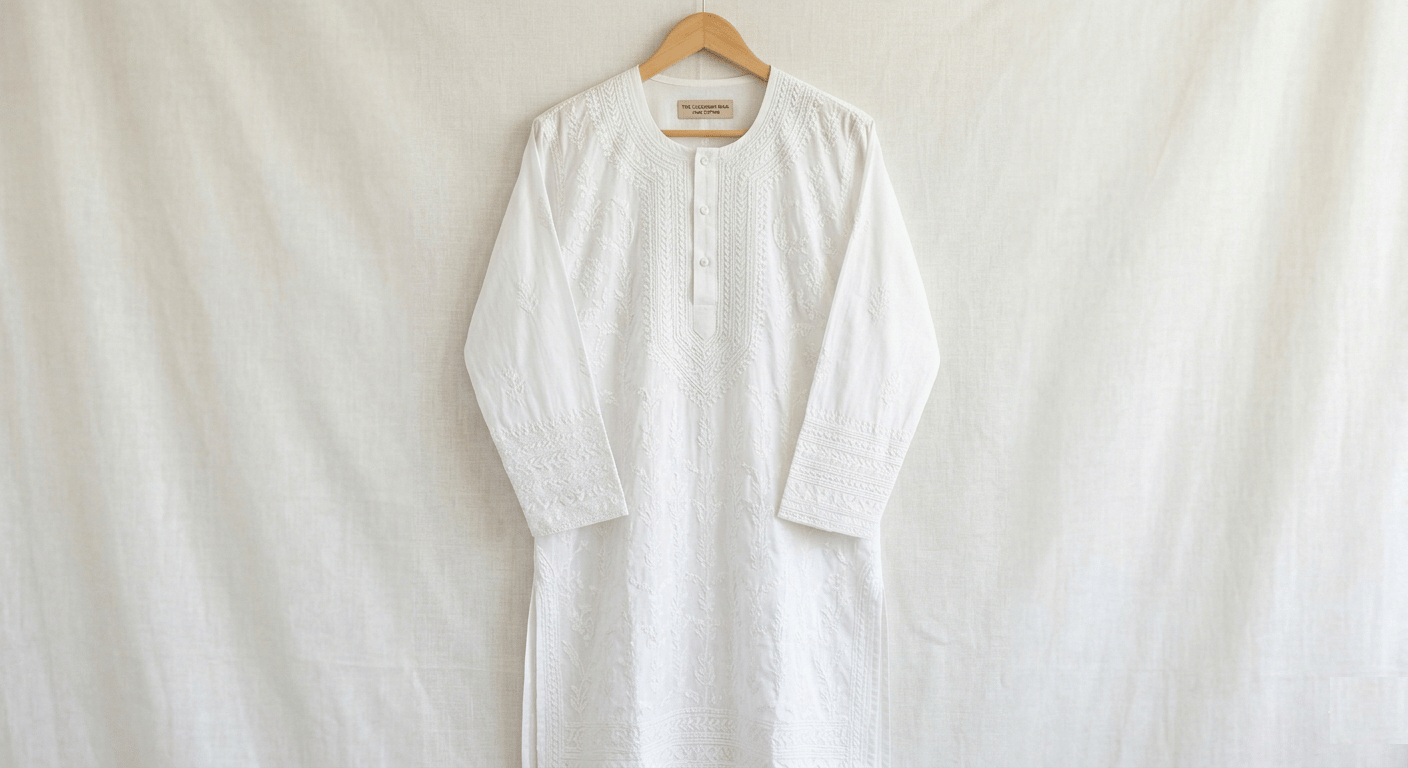 Radhika Creation Lucknowi Embroidered Cotton Kurta Chikankari Daily Wear Kurta White Pack of 1