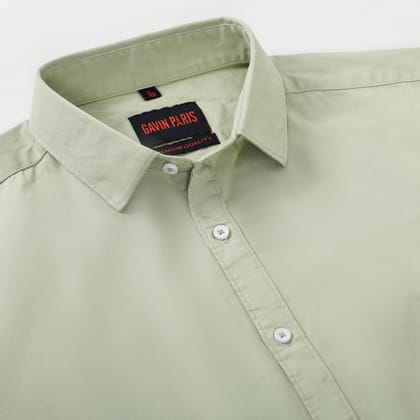 Sage Green Solid Men's Slim Fit Full Sleeve Shirt (GP317)-M-38 / Full Sleeve