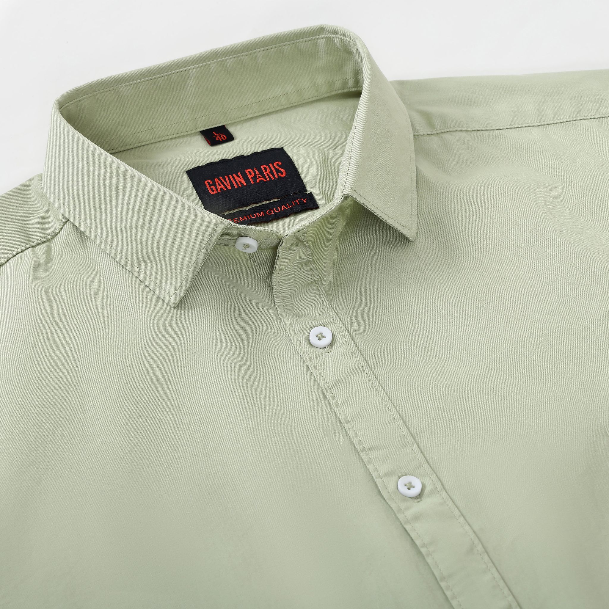 Sage Green Solid Men's Slim Fit Full Sleeve Shirt (GP317)-M-38 / Full Sleeve