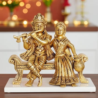 Brass Radha Krishna God Idol - Decorative Brass Statue, Height : 4 Inch (BSMAS1385 B)
