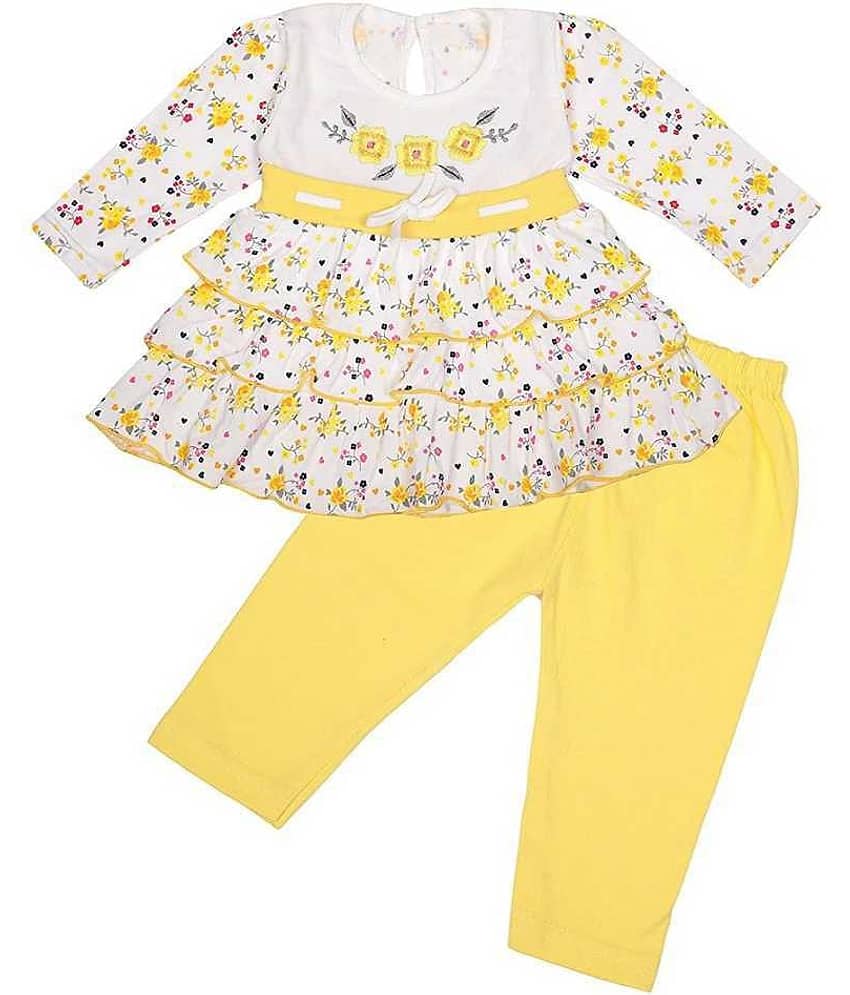 NammaBaby Baby Girls Cotton Blend Dresses ( Yellow )