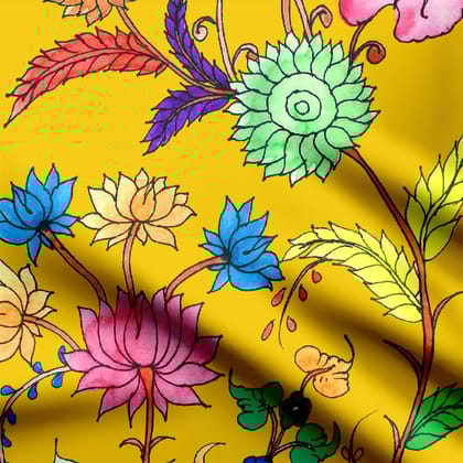 Yellow Kalamkari-Cotton