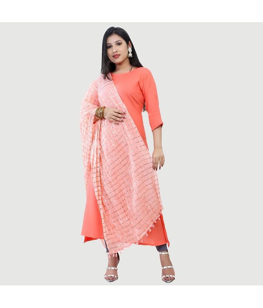 G4Girl - Fluorescent Orange Silk Women's Dupatta - ( Pack of 1 )