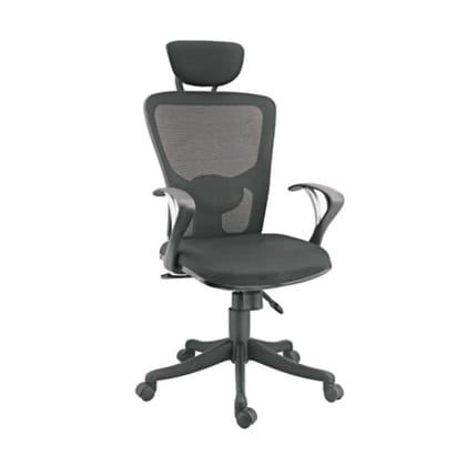 Set with Net - Back In Mesh, Fabric Seat With Adjustable Lumbar, Fixed Arm, Nylon Base & Castor (CS-M05-MB)