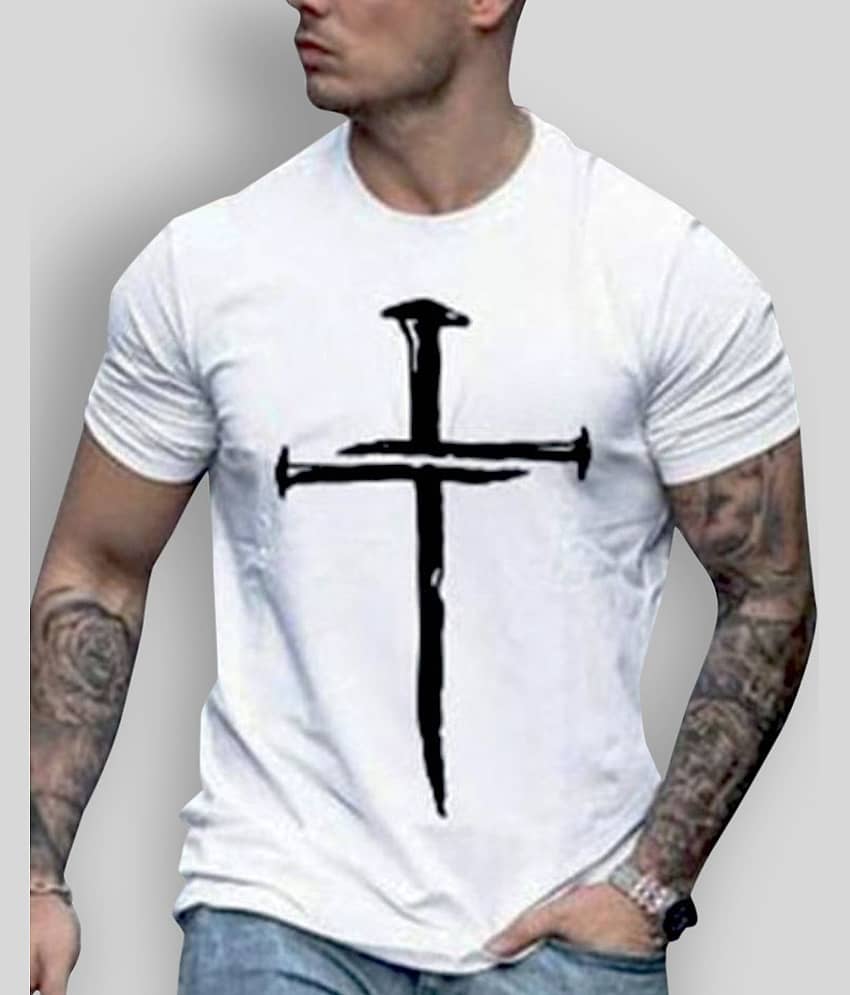 The Million Club Pack of 1 Cotton Blend Regular Fit Men's T-Shirt ( White )